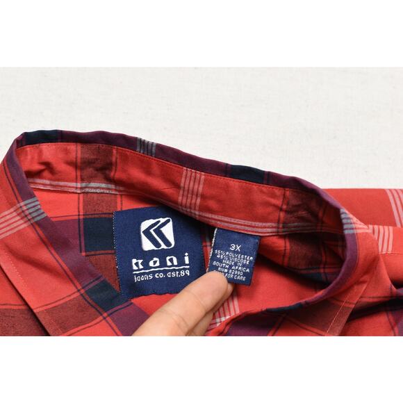 Kani Jeans Co. Men's Red Plaid Long Sleeve Button Down Shirt Size 3X - Picture 8 of 8